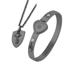 Love Heart Lock Bangle Bracelet