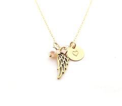 Angel Wing Necklace - 14k Gold Fill Memorial Jewelry
