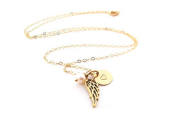 Angel Wing Necklace - 14k Gold Fill Memorial Jewelry