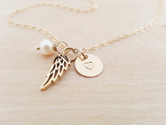 Angel Wing Necklace - 14k Gold Fill Memorial Jewelry