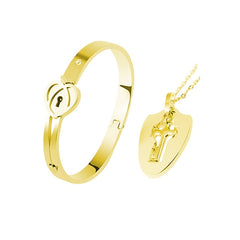 Love Heart Lock Bangle Bracelet