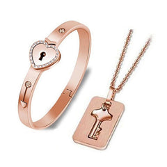 Love Heart Lock Bangle Bracelet