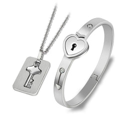 Love Heart Lock Bangle Bracelet