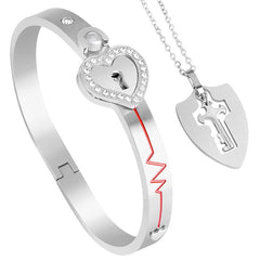 Love Heart Lock Bangle Bracelet