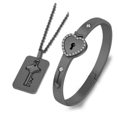 Love Heart Lock Bangle Bracelet
