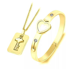 Love Heart Lock Bangle Bracelet