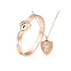 Love Heart Lock Bangle Bracelet