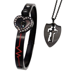 Love Heart Lock Bangle Bracelet