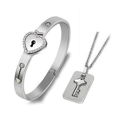 Love Heart Lock Bangle Bracelet