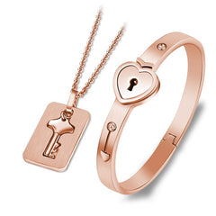 Love Heart Lock Bangle Bracelet