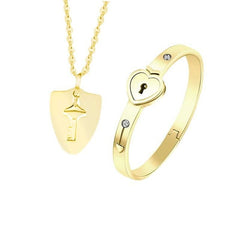 Love Heart Lock Bangle Bracelet
