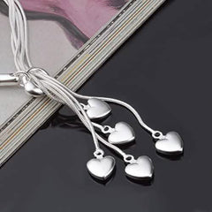 Silver Five-Line Chain with Five-Heart Bracelet