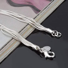 Silver Five-Line Chain with Five-Heart Bracelet