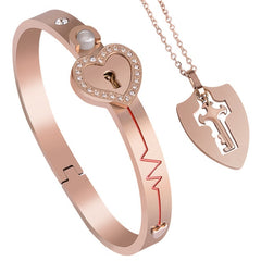Love Heart Lock Bangle Bracelet