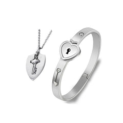 Love Heart Lock Bangle Bracelet