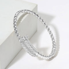 CZ Stone Pavé Nail Hinged Bangle Bracelet