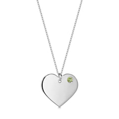 Engraved Heart Necklace with Birthstone