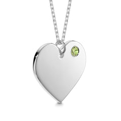 Engraved Heart Necklace with Birthstone