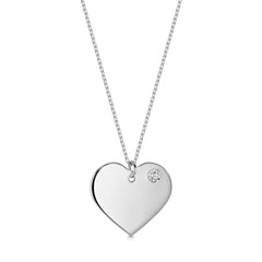 Engraved Heart Necklace with Birthstone