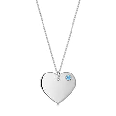 Engraved Heart Necklace with Birthstone