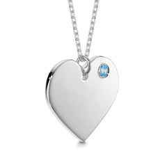 Engraved Heart Necklace with Birthstone