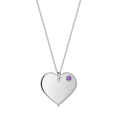 Engraved Heart Necklace with Birthstone