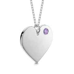 Engraved Heart Necklace with Birthstone