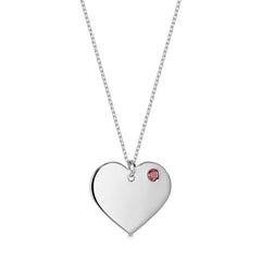 Engraved Heart Necklace with Birthstone
