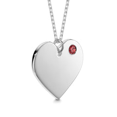 Engraved Heart Necklace with Birthstone