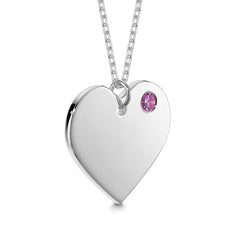 Engraved Heart Necklace with Birthstone
