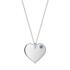 Engraved Heart Necklace with Birthstone