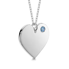 Engraved Heart Necklace with Birthstone