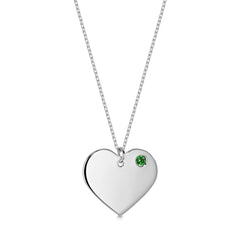 Engraved Heart Necklace with Birthstone