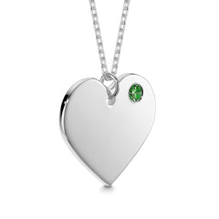 Engraved Heart Necklace with Birthstone
