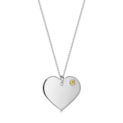 Engraved Heart Necklace with Birthstone