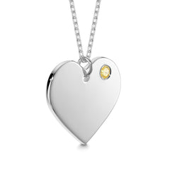 Engraved Heart Necklace with Birthstone
