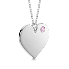 Engraved Heart Necklace with Birthstone
