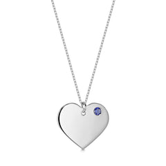 Engraved Heart Necklace with Birthstone