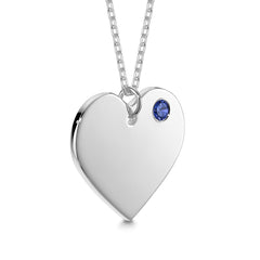 Engraved Heart Necklace with Birthstone