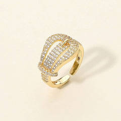 CZ Pavé Sculptural Accent Statement Ring
