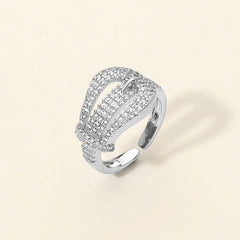 CZ Pavé Sculptural Accent Statement Ring