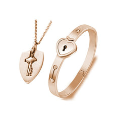 Love Heart Lock Bangle Bracelet