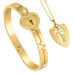Love Heart Lock Bangle Bracelet