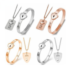 Love Heart Lock Bangle Bracelet